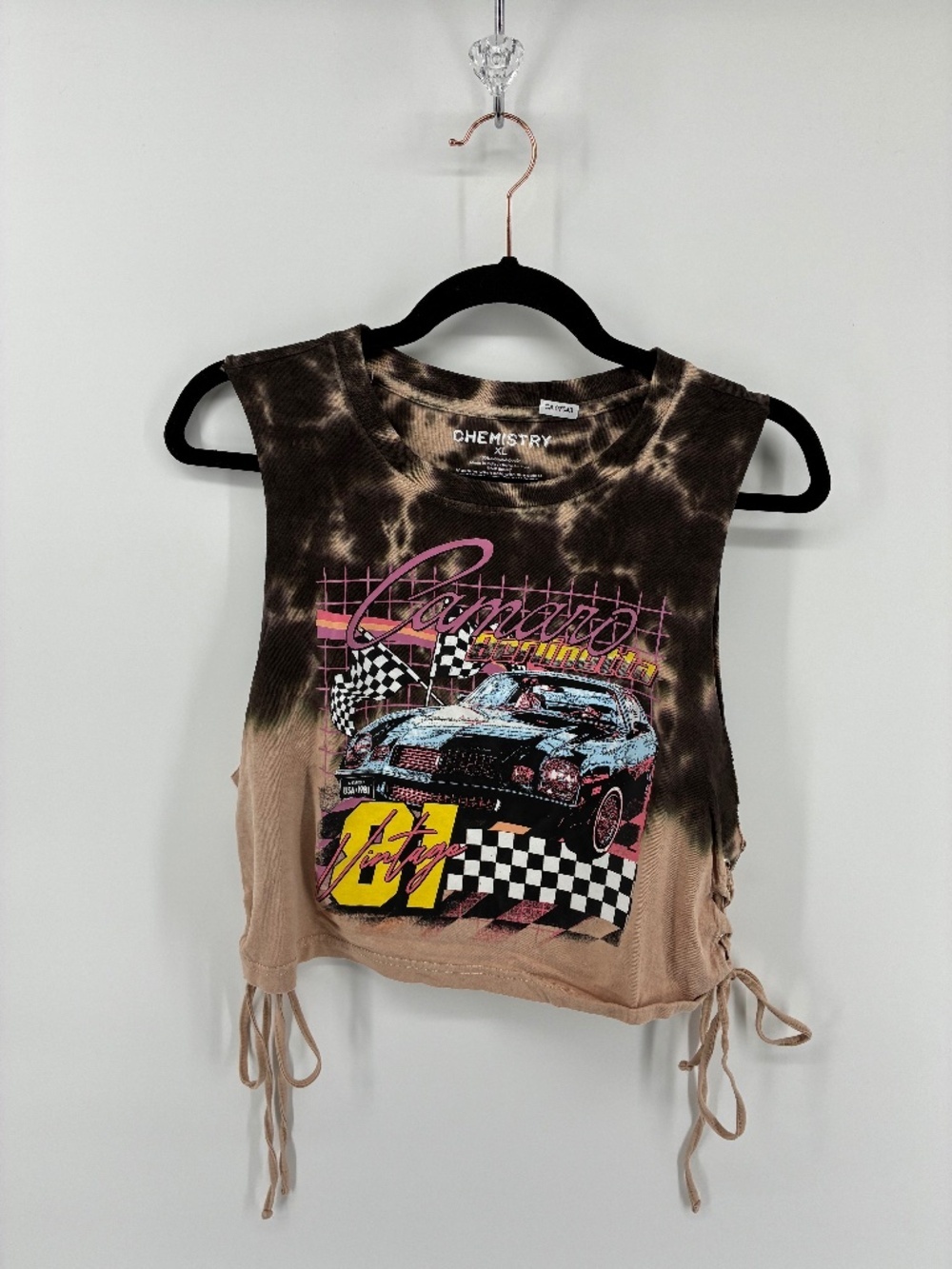 Tie Dye Crop Camaro Sleeveless Top with Side Ties